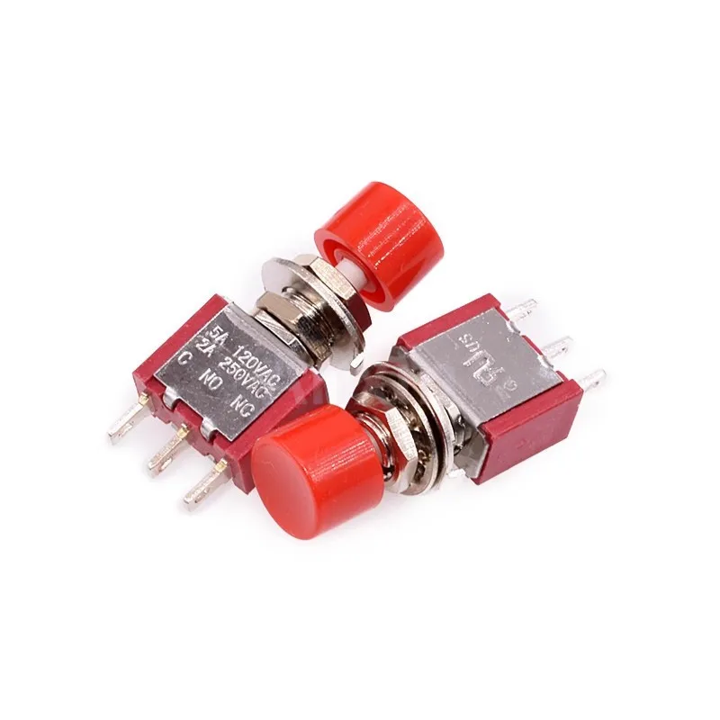 5 SZTUK 3-PINOWY C-NO-NC 6MM Mini Przycisk Chwilowy z Automatycznym Powrotem ON-ON 2A 250V AC 5A 120V AC DS-612 MTS-102M PS-102