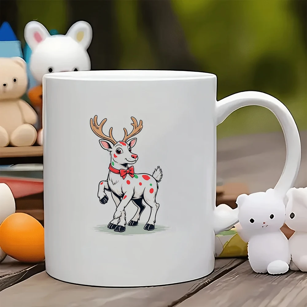 

11oz cartoon reindeer mug + Christmas Gift Christmas Kids Cup Family Office Coffee Cup