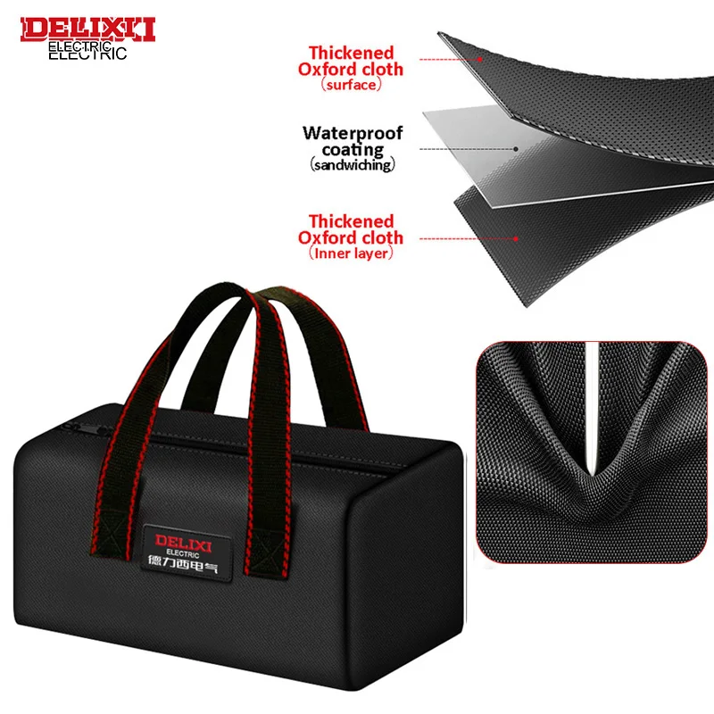 DELIXI ELECTRIC Tool Bag Oxford Cloth Portable Storage Bag, Professional Electrician and Carpenter Repair, Home Storage, HandBag