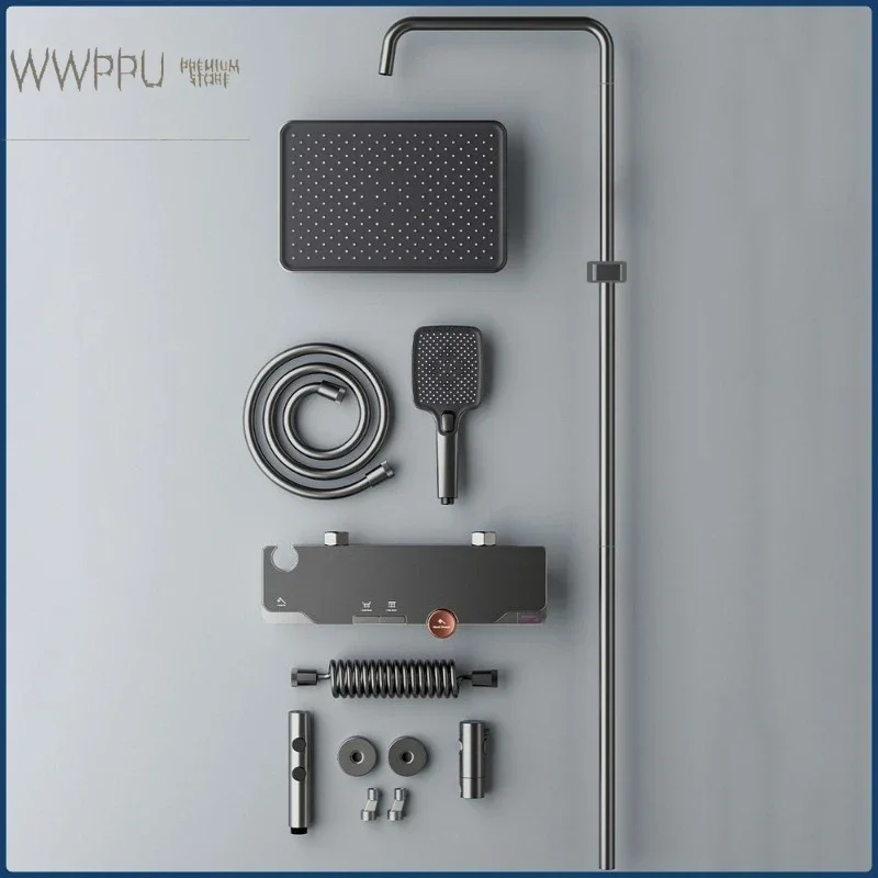 WWPPU Brass Shower System Wall Mounted Bathroom Shower Faucet Set Four Ways Water Outlet Rainlfall Pressurized Bathroom Shower