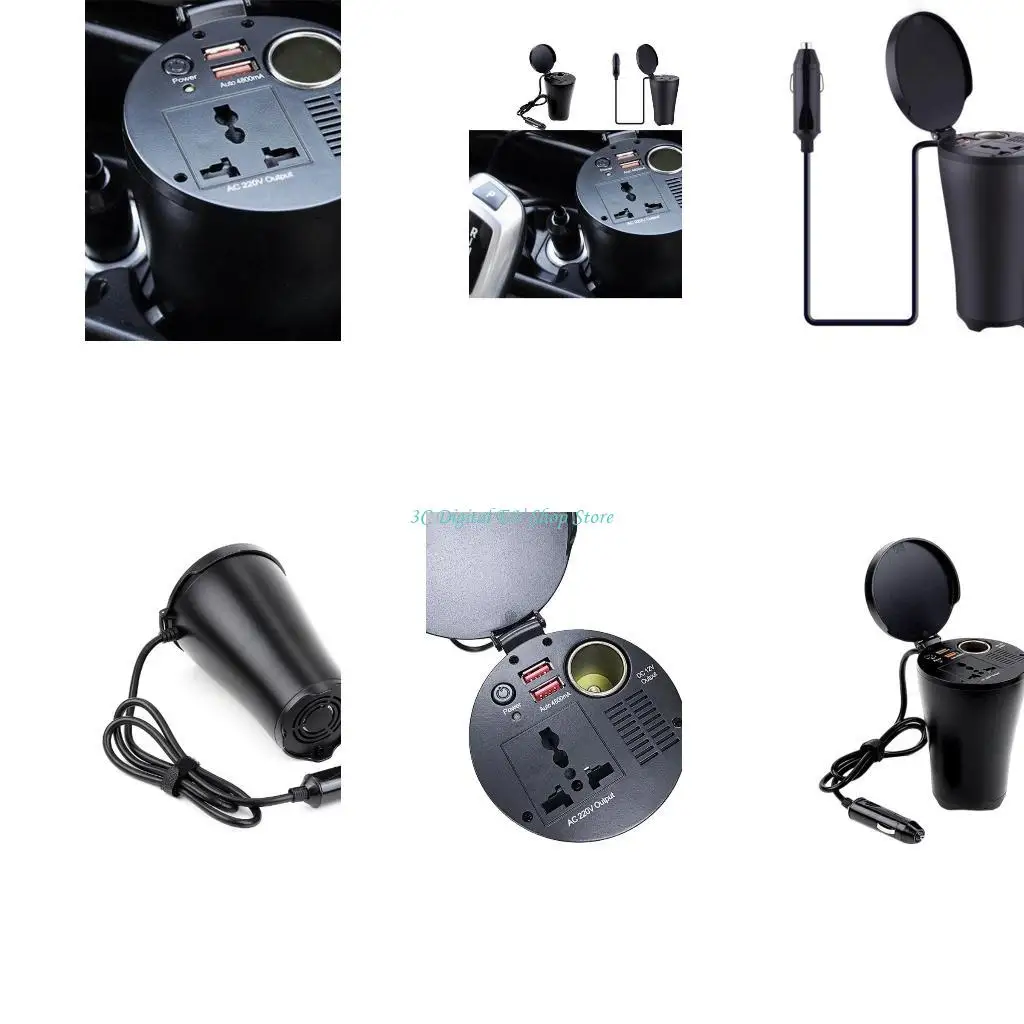 

E74D Автомобильный адаптер для вилок 150 Вт Автомобильный инвертор с двойным USB-портом для зарядки для устройств Адаптер для по