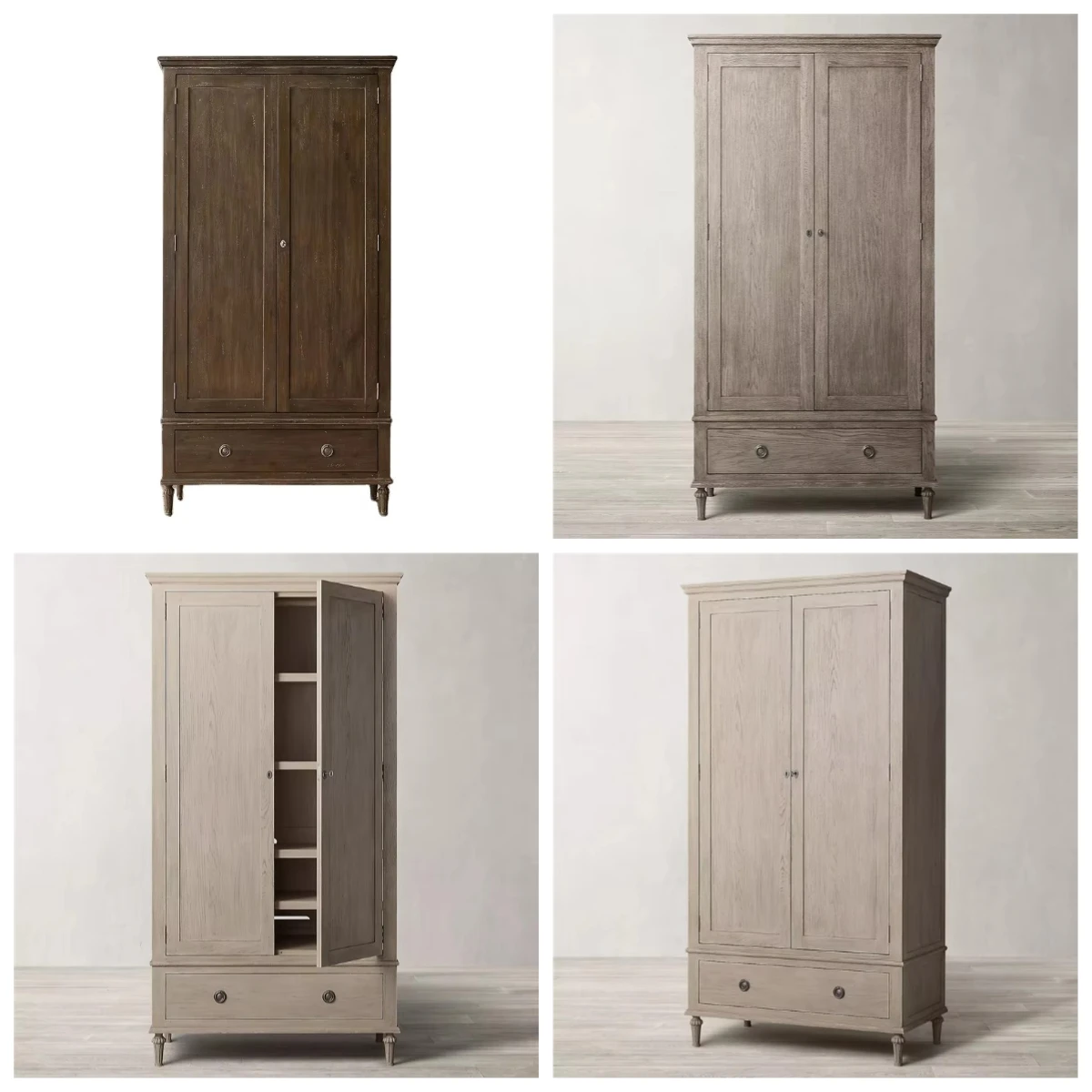 

Hot Sale American Style High-end Solid Wood Bedroom Furniture Oak Wood Wardrobe Cabinet with Bottom Pull-out Storage Cabinet