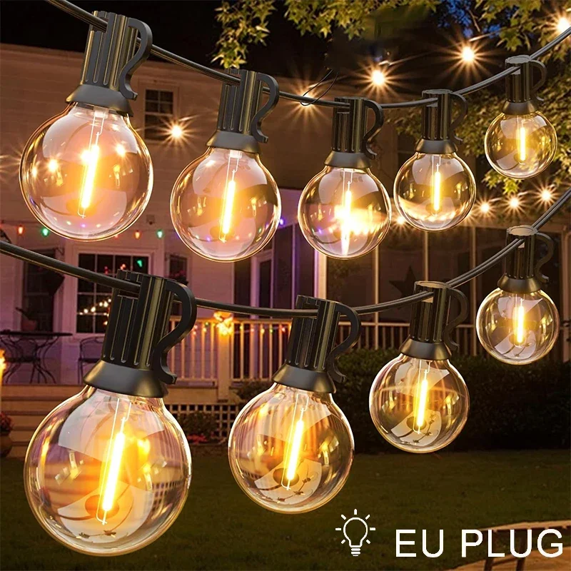 

Globe Outdoor String Lights LED EU Plug 220V G40 Patio String Lights Dimmable Shatterproof Hanging Lights Patio Lights