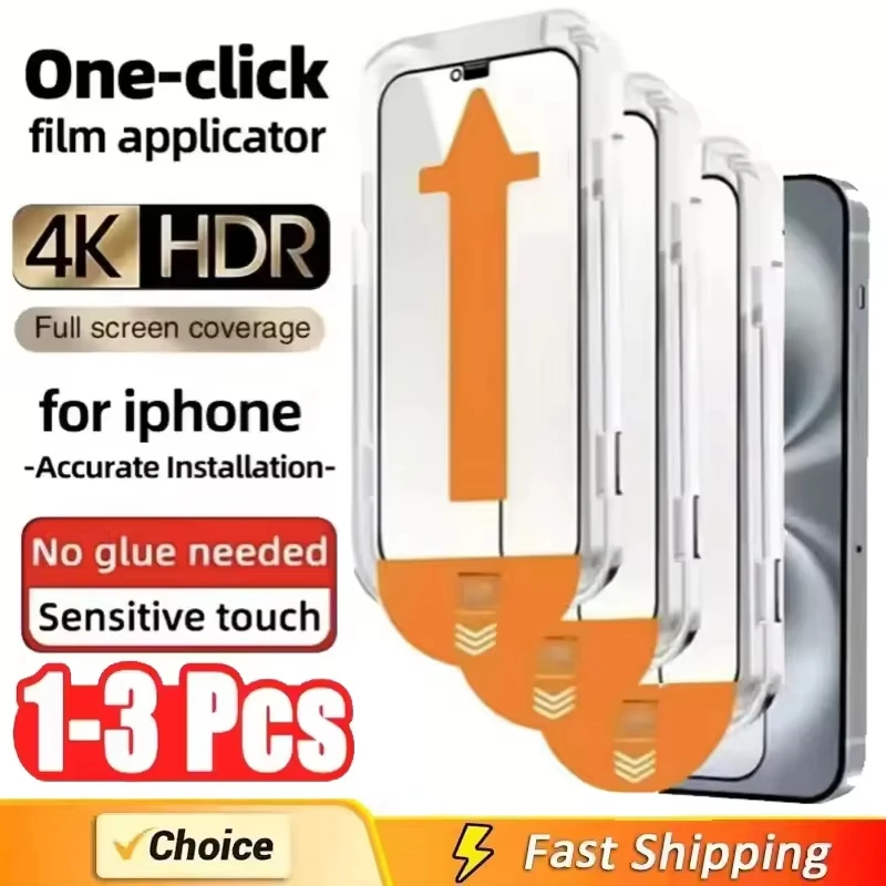 Verre trempé pour iPhone 18 17 Pro Max Air 15 13 16 11 12 14 Pro Max 16e 7 8 Plus 12 Mini SE, protection d'écran facile à installer