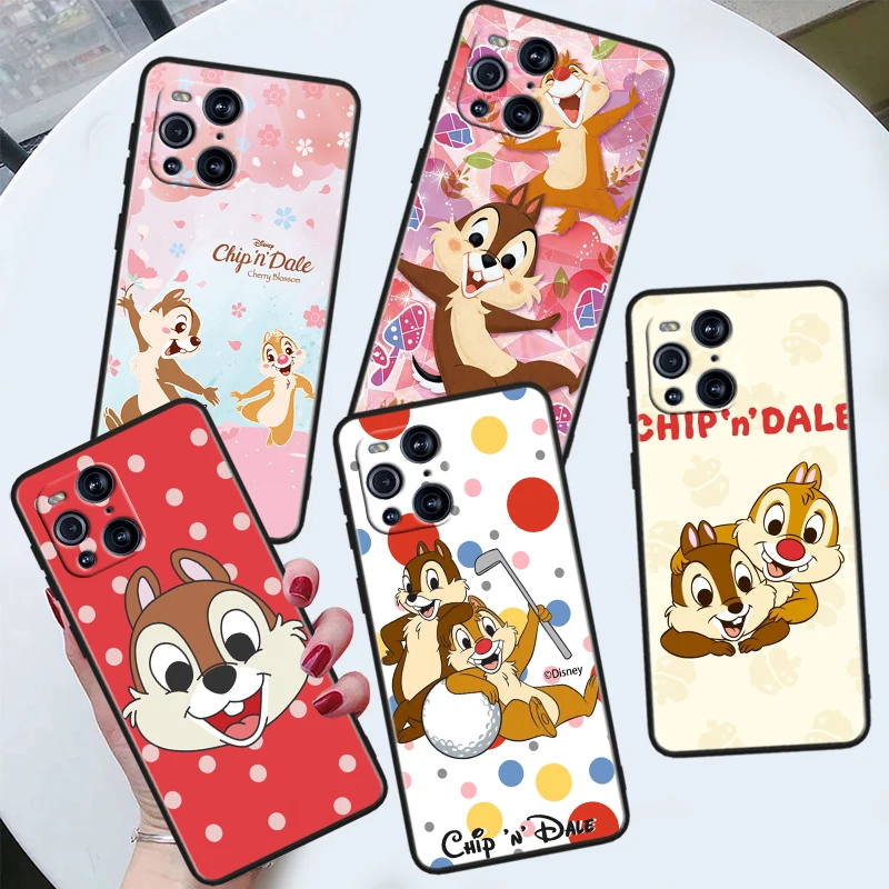 

Disney Chip And Dale For OPPO Find X6 X5 X3 X2 F21S F21 Pro Lite Neo Black Silicone Fundas Soft Cover Capa Phone Case