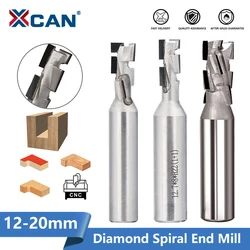 XCAN Milling Cutter Diamond Spiral PCD Corn End Mill 12/12.7/20mm Shank CNC Tool for Silicate Board Anti-Bite MDF Solid Wood