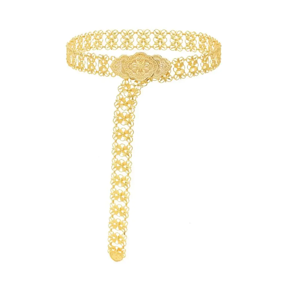 Klassische Metall Ethnischen Stil Gürtel Quaste Aushöhlen Blume Metall Taille Kette Silber Handgelenk Schmuck Gold Gürtel Party Dekoration