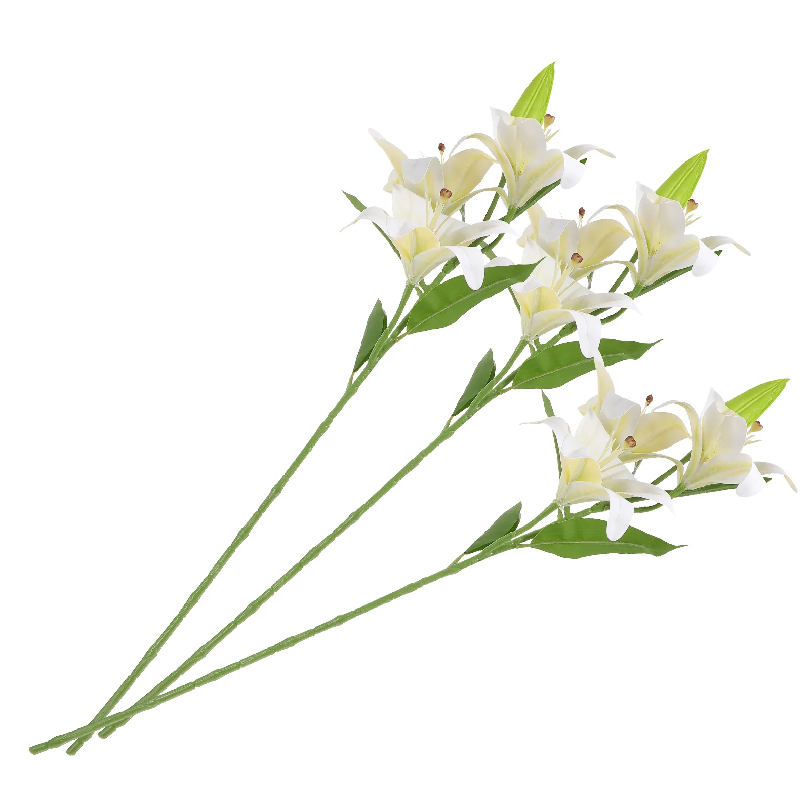 

3pcs White Artificial Lily Flowers Decorative Bouquet Simulation Fake Lifelike Realistic Plastic Cloth Material Banquet House