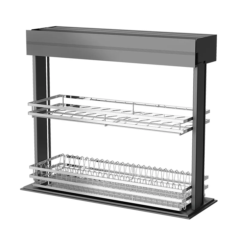 Hanging Cabinet Intelligent Lifting Basket Cabinet Pull-down Dish Lift Double Layer Automatic Lifting Shelf Seasoning Basket