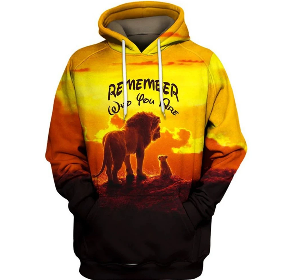 MINISO Anime The Lion King Simba 3d Printed Hoodies Kids Long Sleeve Hooded Sweatshirt Kids Adults Trendy Pullover Tops Clothing