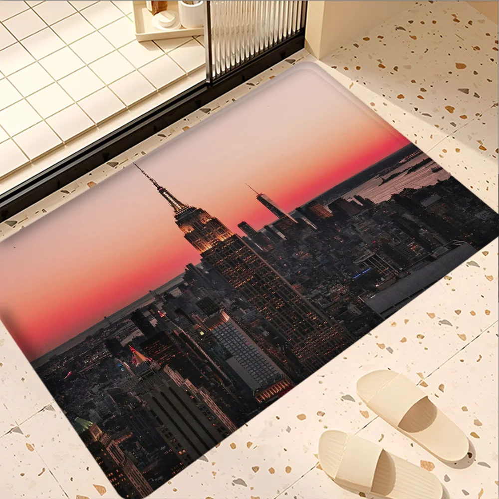 

New York City Night Long Rugs Nordic Style Home Doormat Bathroom-Toilet Mats Bedroom Modern Home Decor