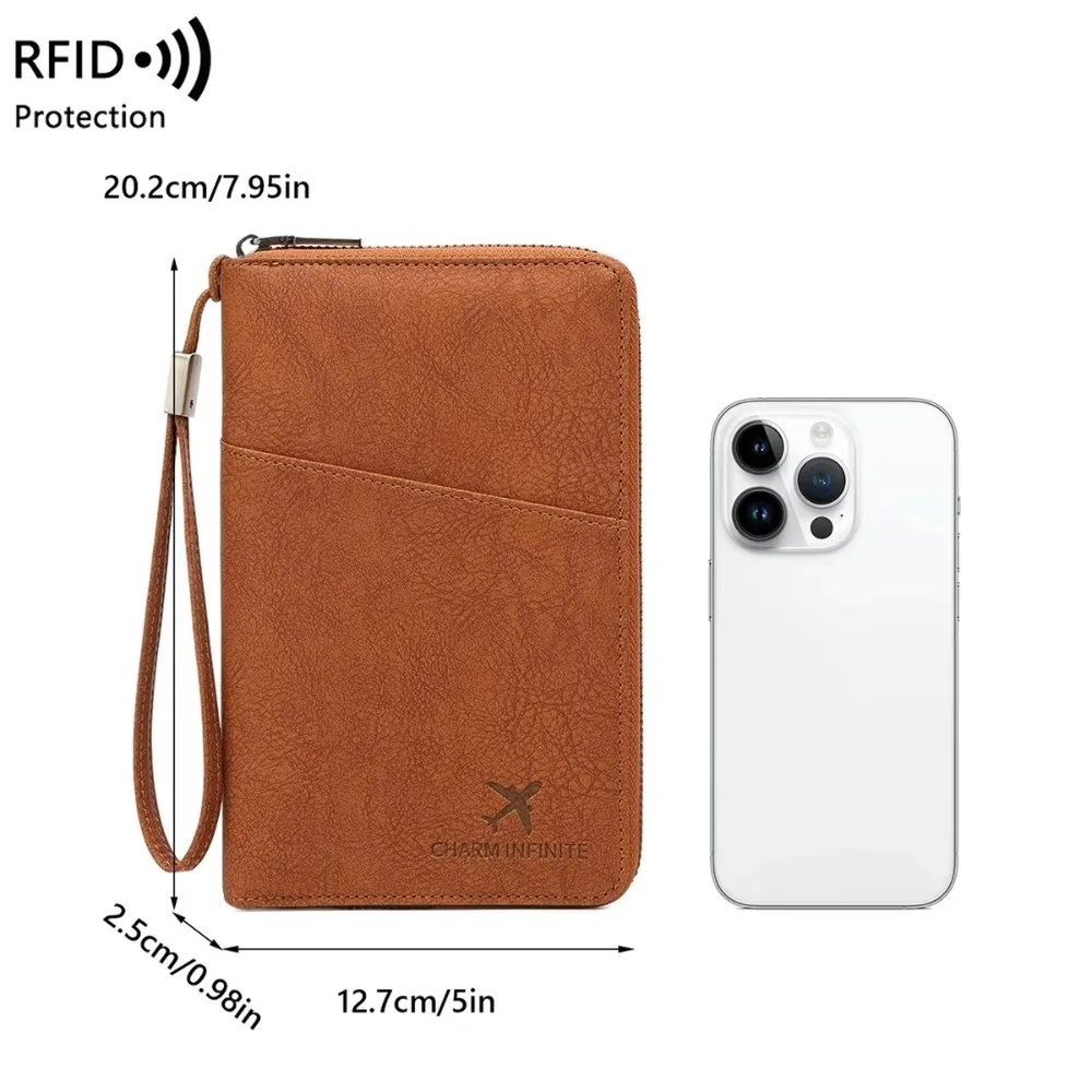 Diebstahlsicherer RFID-Schutz ​ ​ RFID-blockierender Reisepasshalter ​ ​ Langer Reißverschluss ​ ​ Langlebig ​ ​ Organizer für Reisedokumente ​