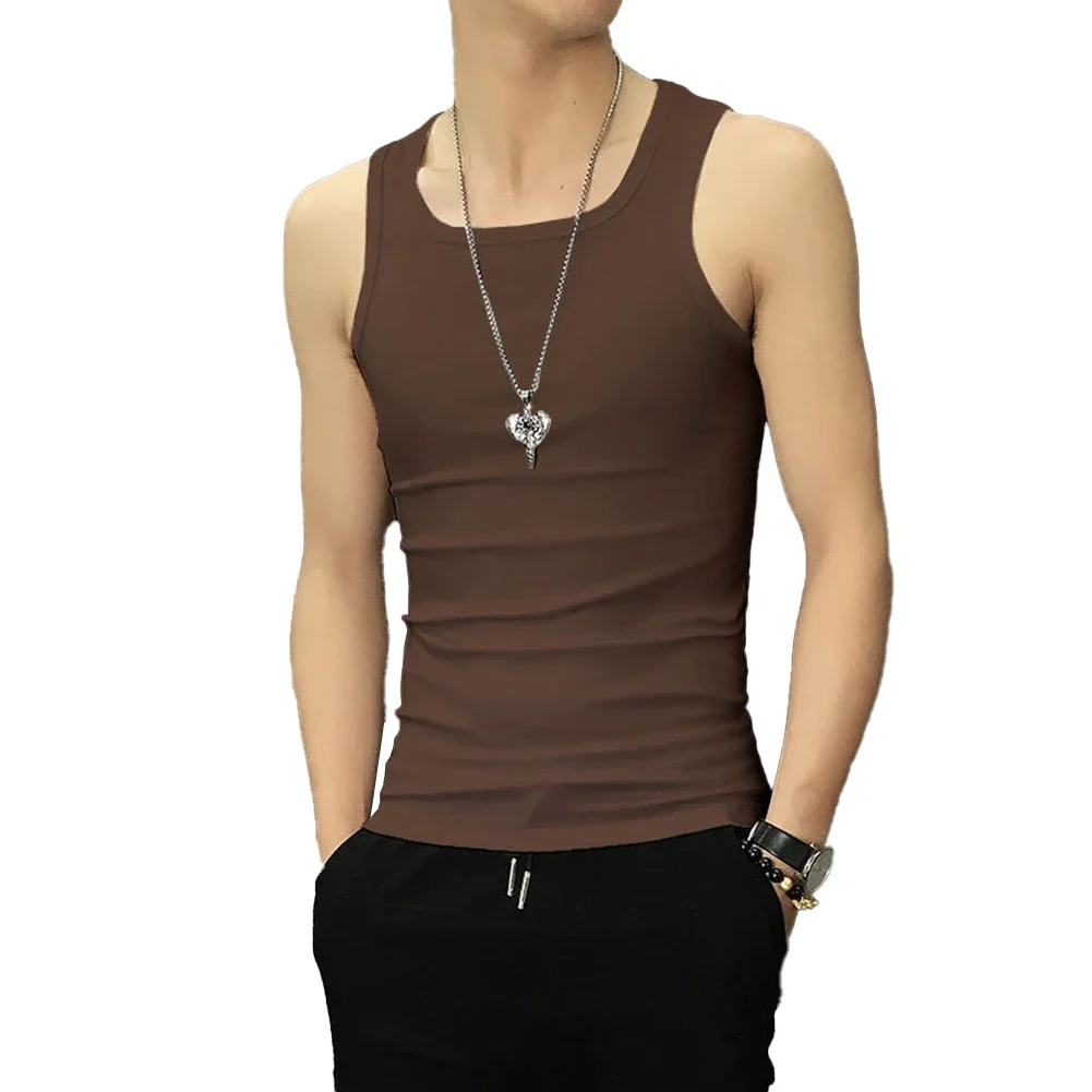 

Elastic Pullover Slim Tank Top Casual Wear Gym Training Regular Length Solid Color Design Versatile Activewear Breathable Fabric