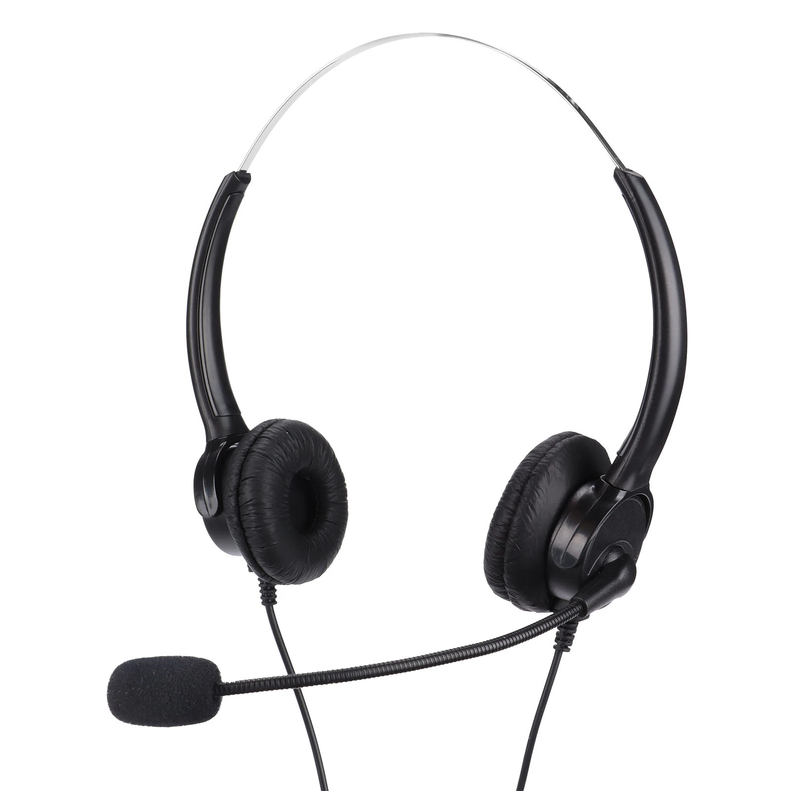 RJ9 Telephone Headset Corded Binaural Phone Headphone with Noise Cancelling Mic for Call Center Customer Service