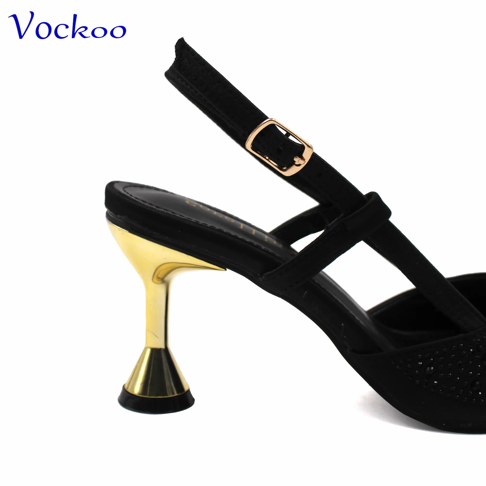 2024 Sexy Office Ladies Shoes and Bag Set High Quality New Design Pointed Toe with Crystal Black Color for Party