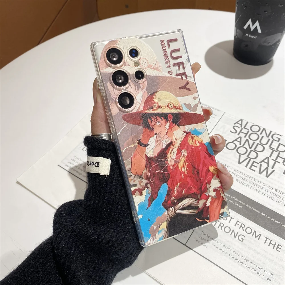 Funda magnética Magsafe de dibujos animados de una pieza para Samsung A54 A34 A24 A14 A35 A36 A55 A56 5G S25 S24 S23 S22 Plus, funda transparente