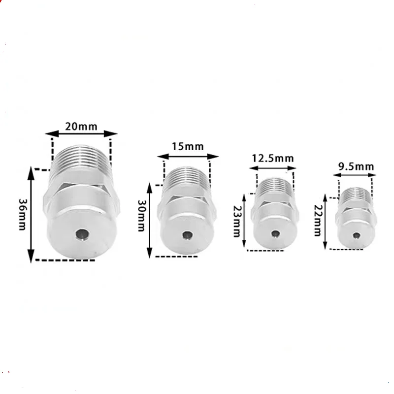 1/8' 1/4' Air and Gas Washing Full Cone Nozzle, Square Standard Angle Solid Jet Nozzle, Stainless Steel Full Cone Spray