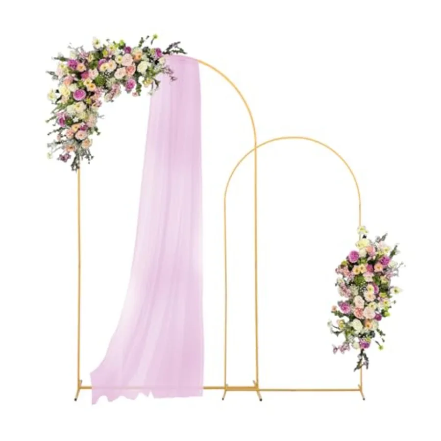 

Wedding arch stand set of 2 gold metal backdrop frames 7.2FT+6FT for birthday party, baby shower, graduation ceremony balloon d