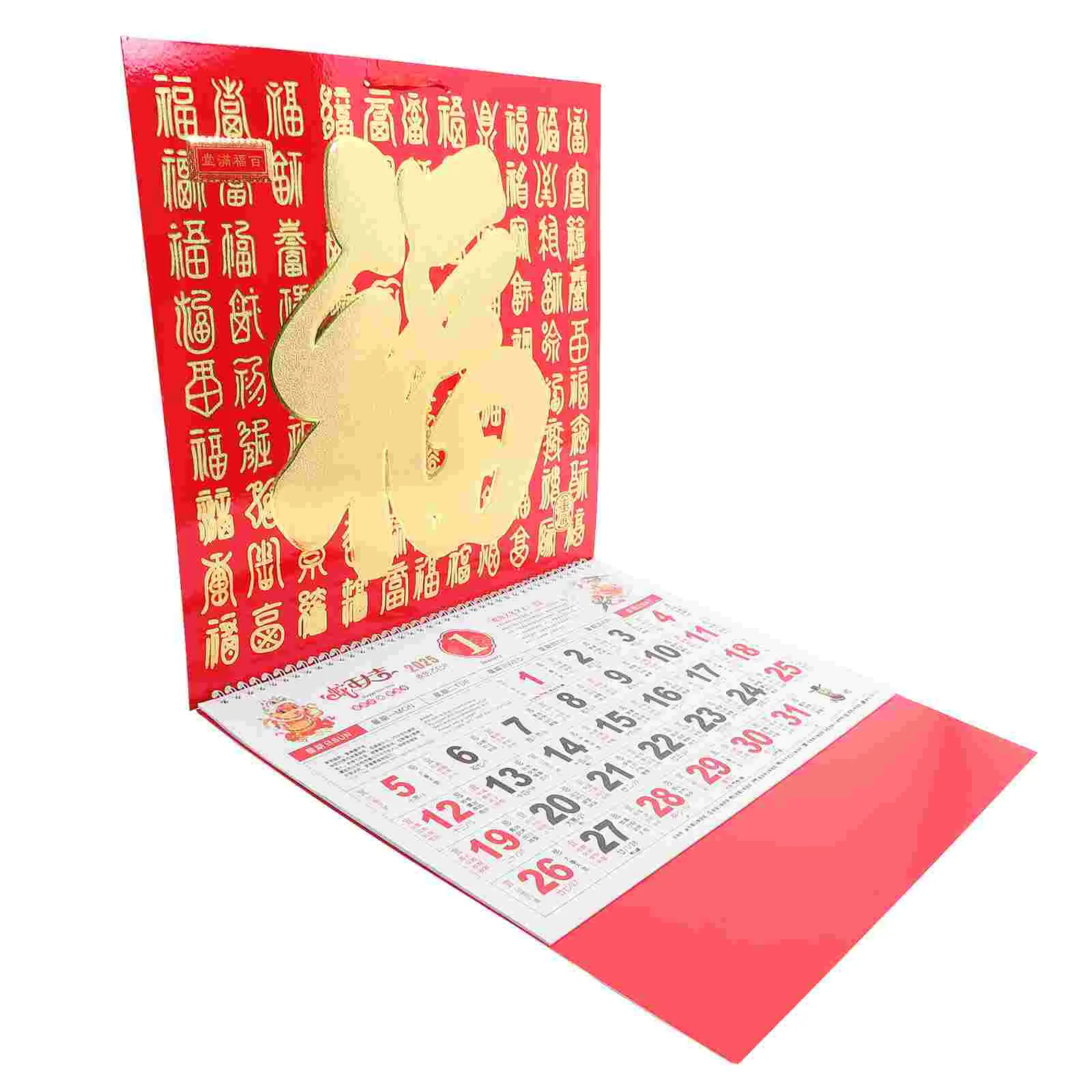 Maandkalender Jaar van de Snake Wall Chinese ouderwetse 2025, planner rood traditioneel hangend