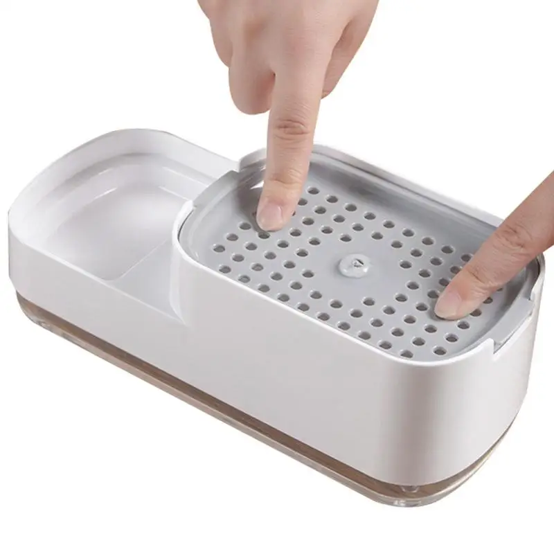 2In1 Dish Soap Dispenser Automatic Liquid Soap Dispenser Countertop Sponge Holder With Soap Dispenser Brush Storage Box