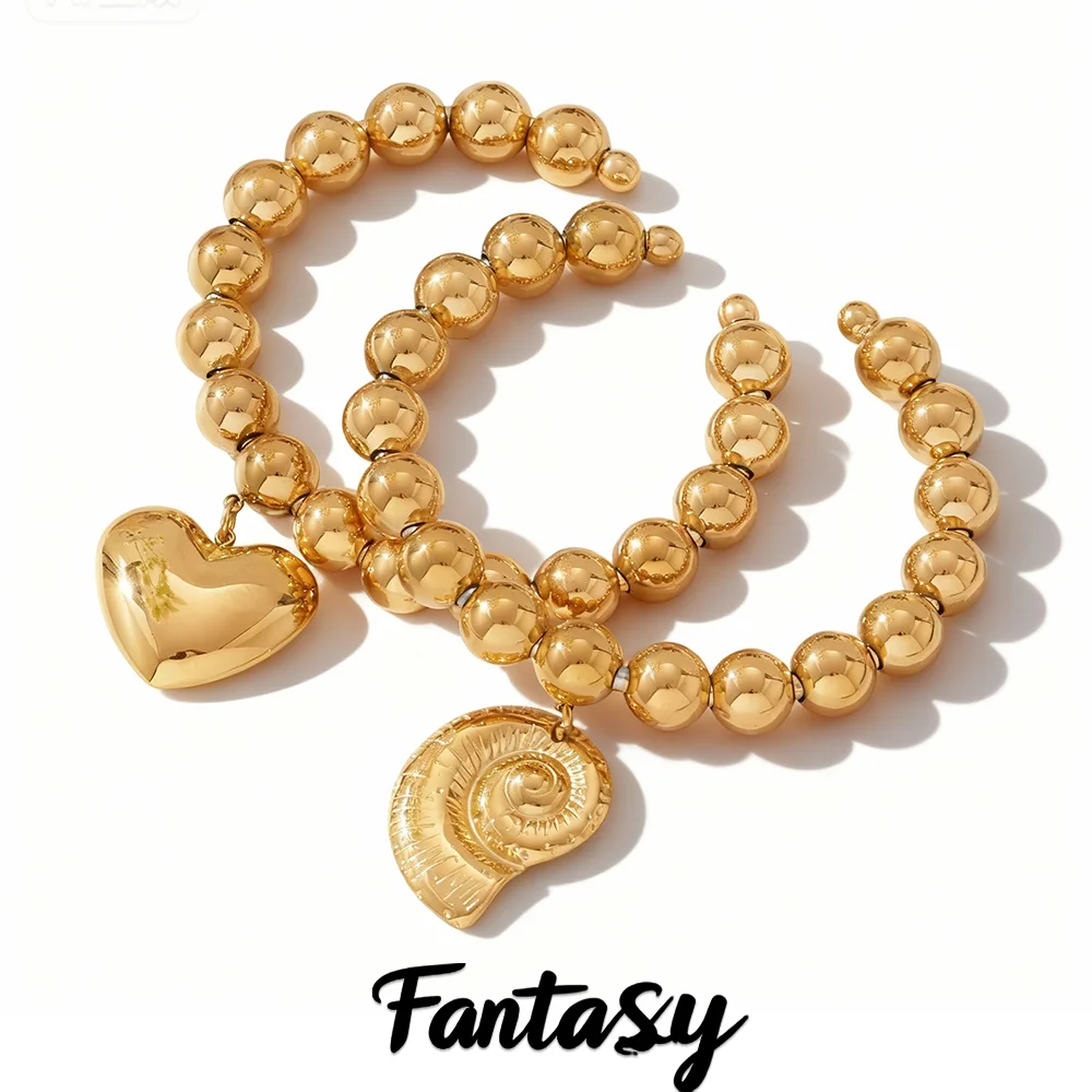 316 الفولاذ المقاوم للصدأ مطلية بالذهب مطرز سلسلة الكفة سوار للنساء الفضة الذهب اللون صدف القلب المفتوحة الإسورة مجوهرات هدية