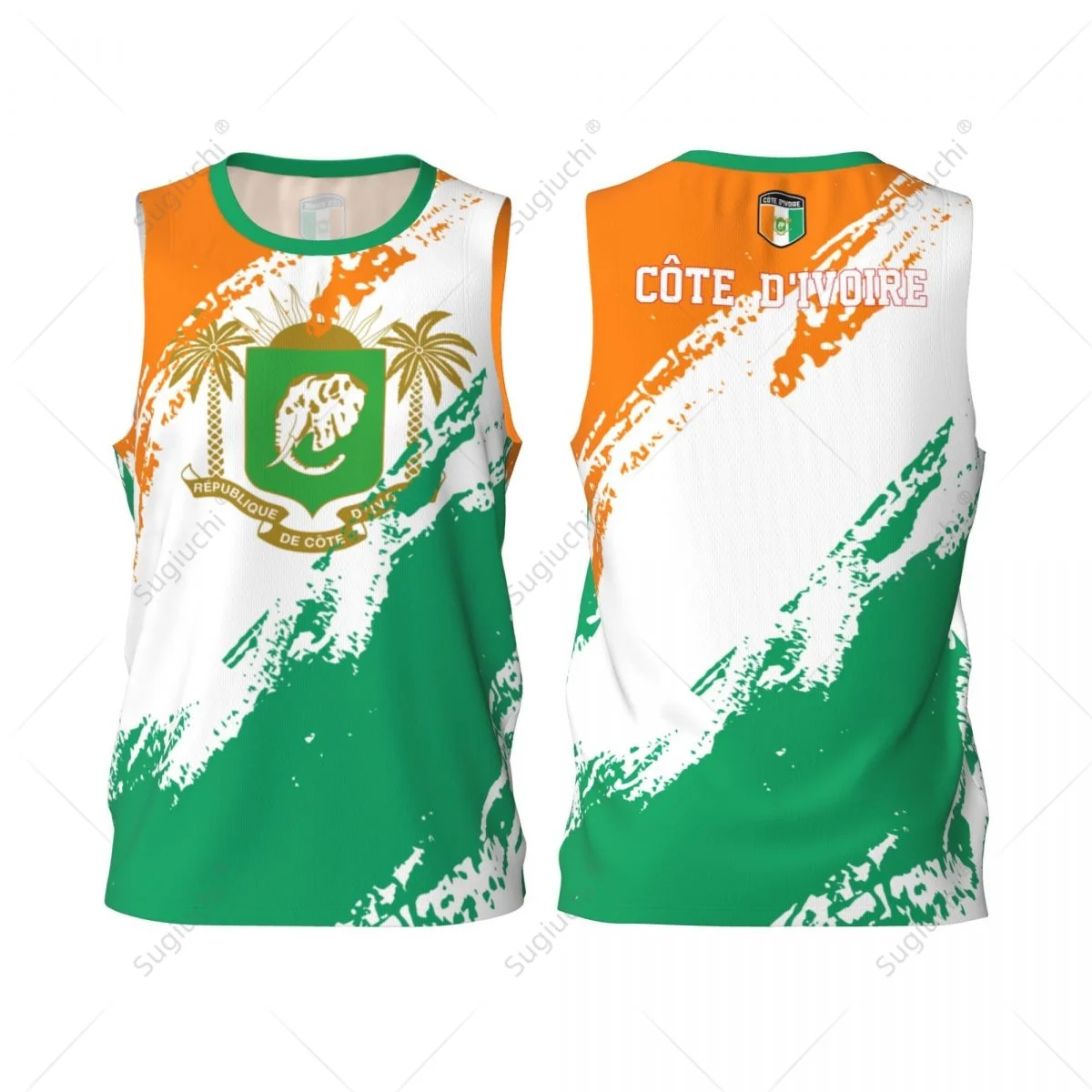 Men Basketball Sports Cote D'Ivoire Flag Running Fitness Multifunction Jersey Sleeveless shirt Custom Name Nunber Exclusive