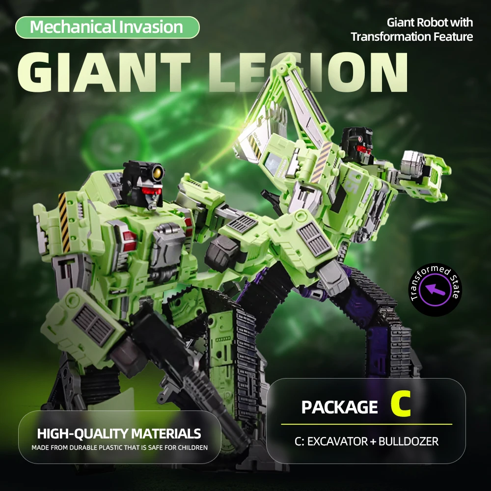 6 IN 1  45CM Toy Transformation Robot Car combination Action Figure excavator Blender Model Kid gifts