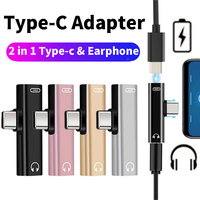 2 IN 1 Type C To 3.5mm Jack Earphone Charging Cable Converter USB Type-C To 3.5 Audio Adapter for Samsung Xiaomi Huawei OnePlus