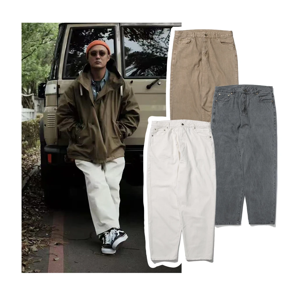 

Youwenle Casual Straight Leg Workwear Pants Red Loose Fit Comfortable Cotton Youth Fashion Daily Wear Japanese Style