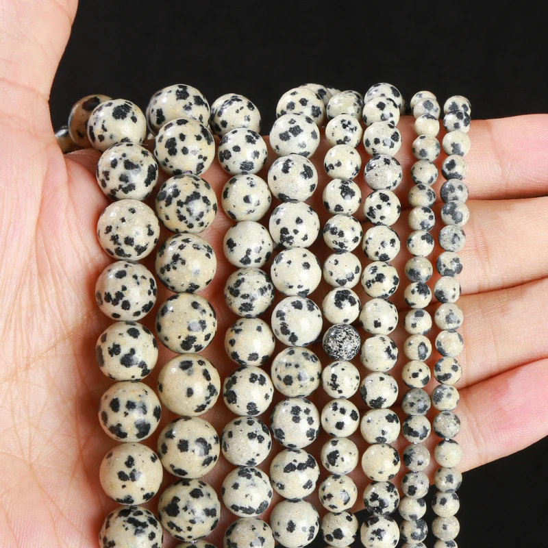 Natural Dalmatian Jasper Beads 4 6 8 10mm Round Loose Spacer Bead For Jewelry Making Diy Necklace Bracelets Accessories