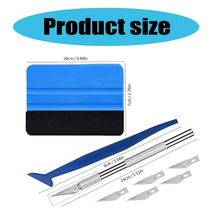 QM82 Car Wrapping Tool Automotive Scraper Cutter Wrap Tool Kit Cutter and Corner Squeegee for Car Wrapping