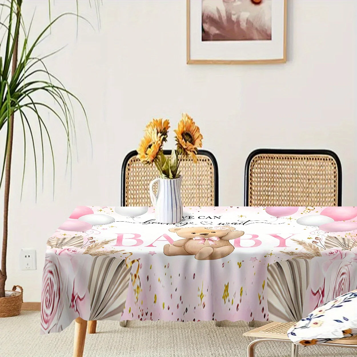 One piece of polyester material, with cute bear decorative pattern, digital printing, 6 feet in length, no wrinkleszyc