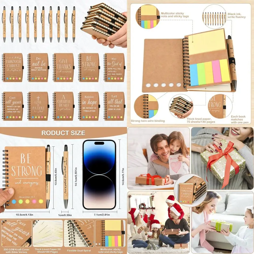 

Compact Spiral Christian Prayer Journal with Sticky Notes, 4.13x5.43, 60 Sets, Ideal Religious Christmas Gifts for Friends & Fam