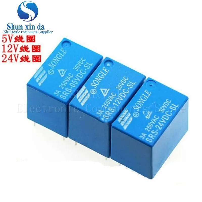 5PCS/Lot SRS-05VDC-SL SRS-12VDC-SL SRS-24VDC-SL 5V 12V 24V DC 6Pin 3A 4100 series Relay Signal Relay