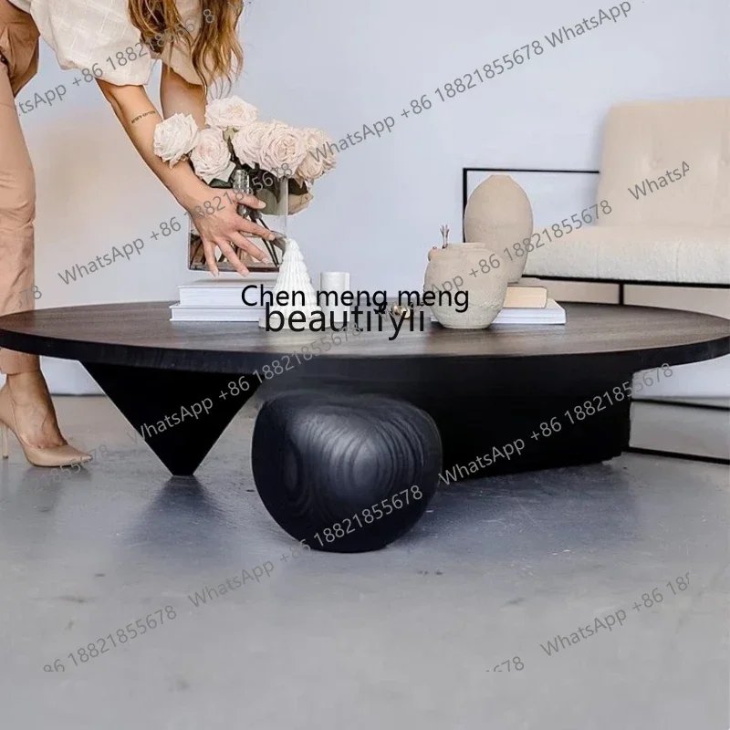 

zxMedieval solid wood round coffee table designer creative log modern homestay hotel coffee table, coffee table