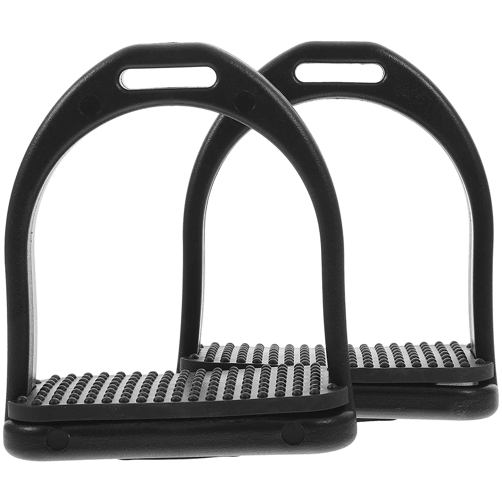 

1 Pair Horse Stirrups Black Pom Material Anti-Slip Foot Mat For Trail Riding Climbing Western Saddle Use High Strength