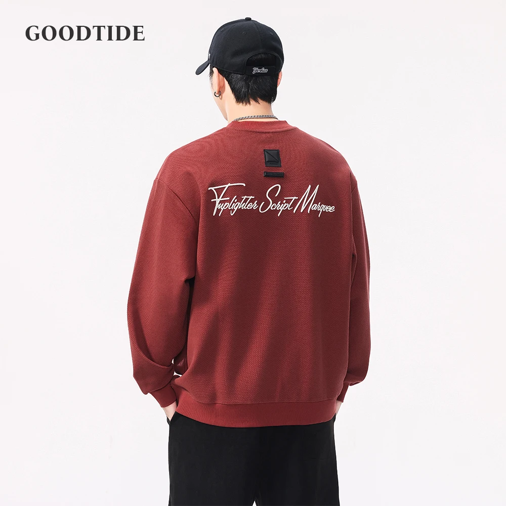 سترة رجالية ثقيلة الوزن 360 جرام مطرزة بحروف بياقة دائرية 2025 خريف شتاء جديد فضفاض متعدد الاستخدامات #2