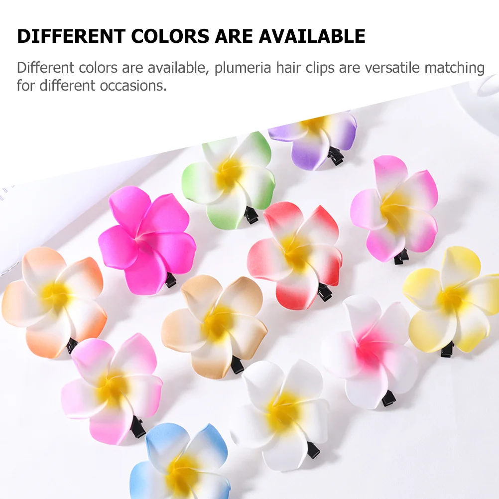 12 Pcs Simulated Plumeria Headdress Hawaiian Hair Flower Girls Luau Clip for Women Clips The Flowers