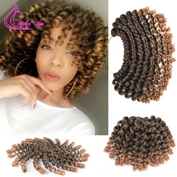 Ombre Braiding Hair Jumpy Wand Curl Crochet Braids Jamaican Bounce 8 12 inch Synthetic Hair Extensions for Women Brown Burgundy