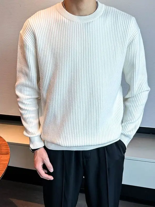 

Men's Casual Sle Long Sve Knitted Sweater round Ne Pullover Autumn Winter Pure Color Large Size Faionable Knitwear