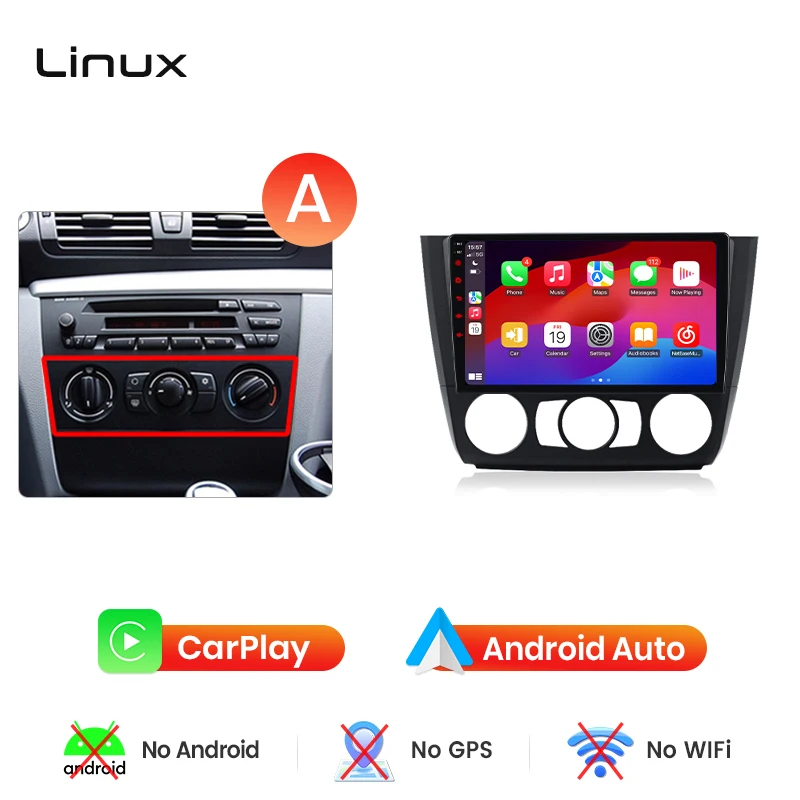 Junsun draadloze CarPlay Android Auto autoradio voor BMW 1 Serie (E81/E82/E87/E88) 2004-2013 met ingebouwde koelventilator, Android GPS navigatie, multimediaspeler, WiFi, DSP, RDS, BT, SWC, IPS
