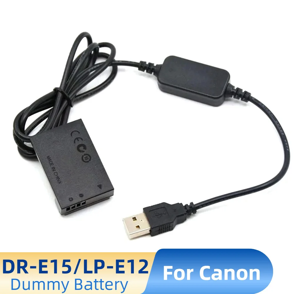 LP-E12 LP E12 Dummy Battery DR-E15 DR E15 DC Coupler+5V USB Power Cable for Canon EOS-100D Kiss x7 EOS 100D Rebel SL1 SX70HS