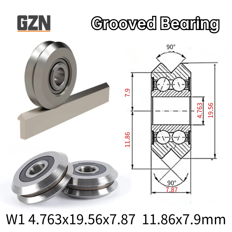 

1PCS W1 4.763x19.56x7.87 90° W Type Grooved Bearing Spring Machine Pulley Straightening and Straightening Rail Roller Bearings