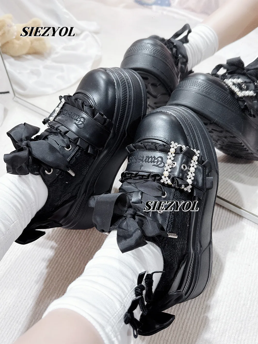 Spring & Fall New Arrival Original Japanese Style Platform Shoes Mass Production Thick Sole Shoes Versatile Sweet Cool Pu Shoes
