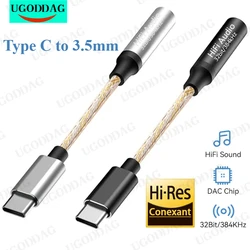 HiFi 384Khz DAC Headphone Adapter USB Type C to 3.5mm Jack Audio Adapter Digital Decoder Converter for Xiaomi Huawei Samsung Amp