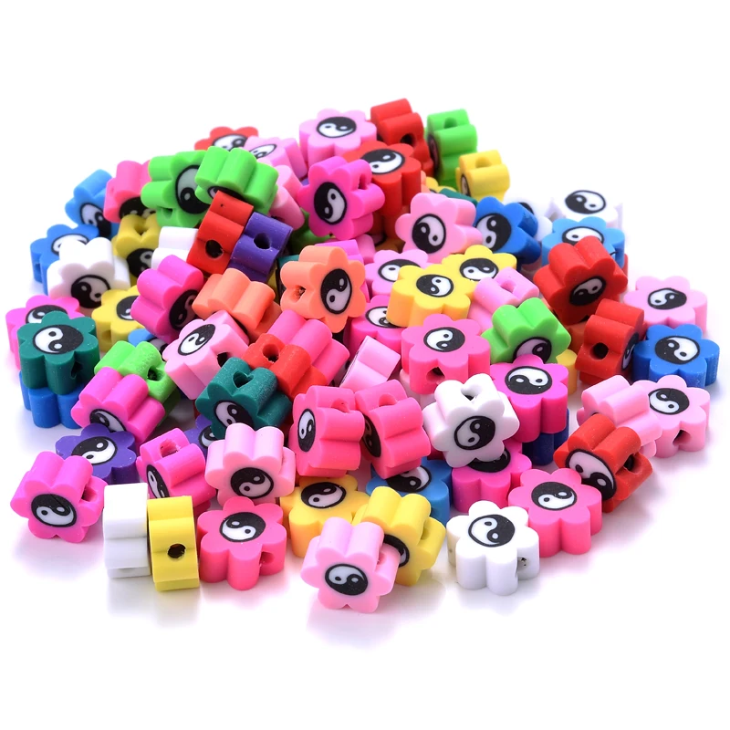 30-50pcs/Lot Fashion Polymer Clay Beads Round Flowers Animal Fruit Loose Spacer Beads For DIY Bracelet Jewelry Making Accessorie