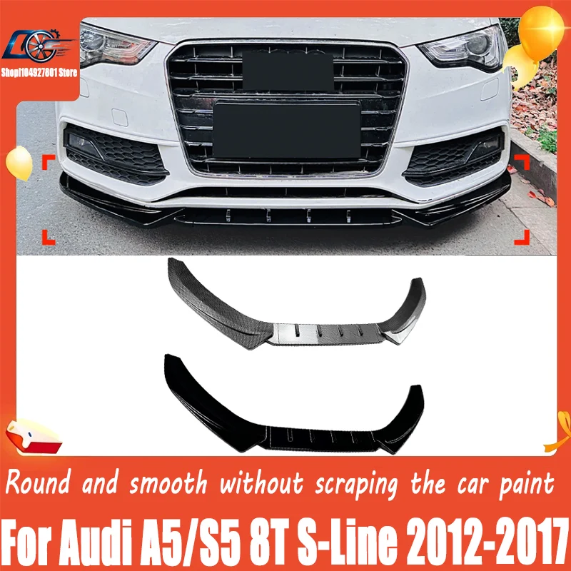 For Audi A5/S5 8T S-Line 2012-2017, Front Lip & Corner Spoiler Front Bumper Splitter, Sporty Upgrade, Direct Fit.