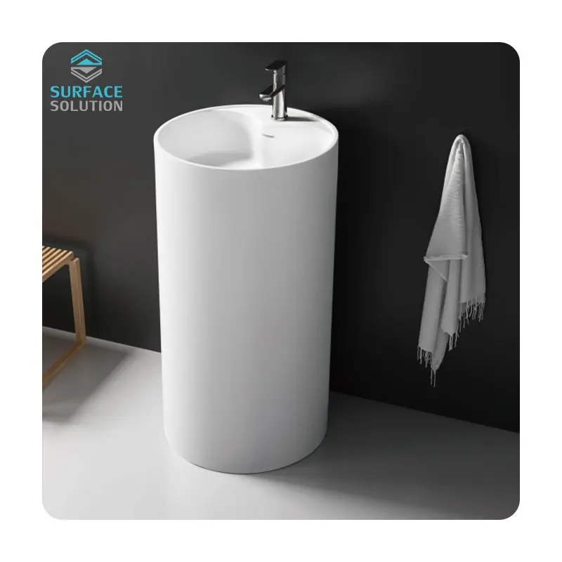 Potted Plants On StandsModern Floor Standing Artificial Stone Acrylic Solid Surface Pedestal Free Standing Washbasin Hand Basin