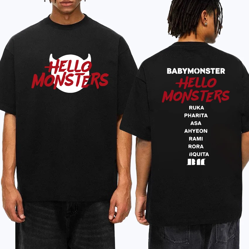 

Popular Babymonster Hello Monsters World Tour T shirts 2026 New Unisex vintage Cotton clothing Men Women short sleeve T-shirt