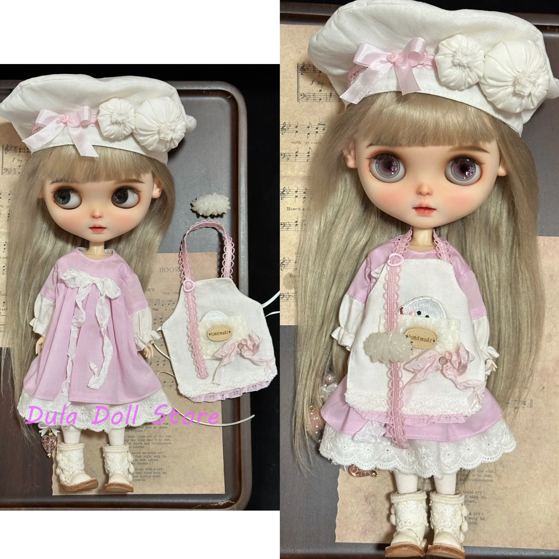 

Одежда и платье для куклы Dula, розовый и белый набор поросенка шеф-повара Blythe ob24 ob22 ICY JerryB 1/6, аксессуары для кукол Bjd